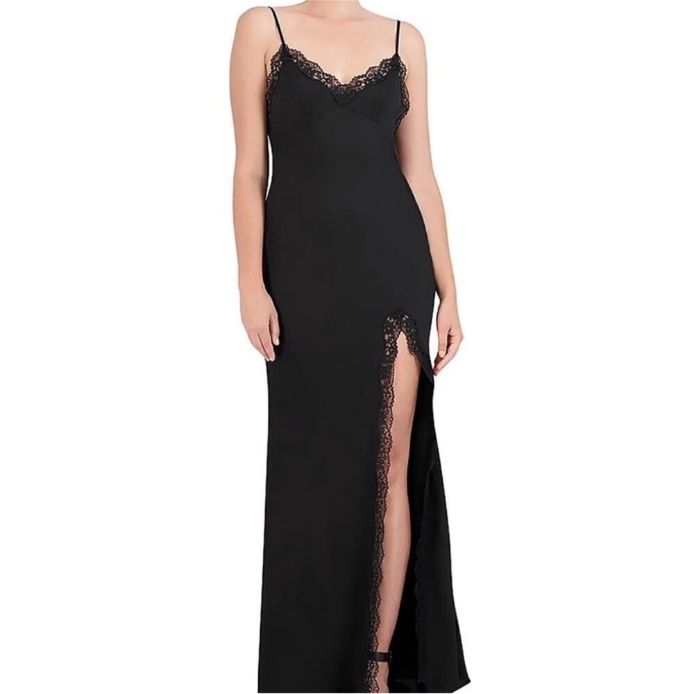 Bcbgmaxazria Lace Trim Low Back Evening Gown